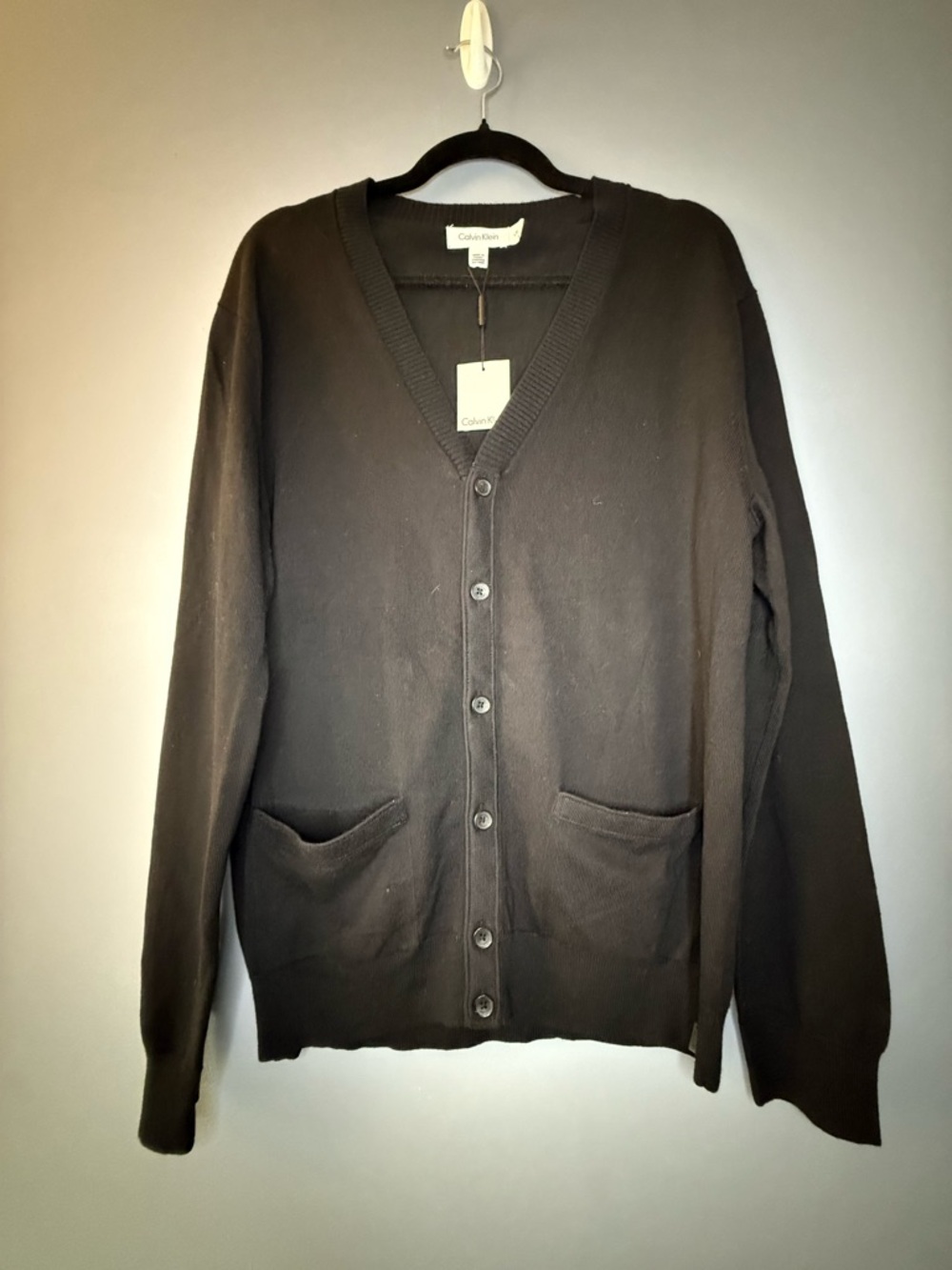 Calvin Klein Black V-Neck Button Cardigan Sweater